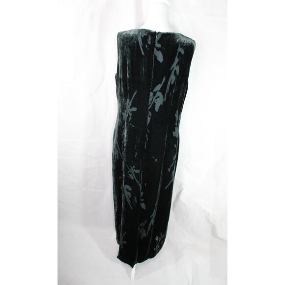 Vintage Casual Corner 90s Burnout Velvet Plus Maxi Dress Dark Teal Black Plus 14 - Picture 3 of 10